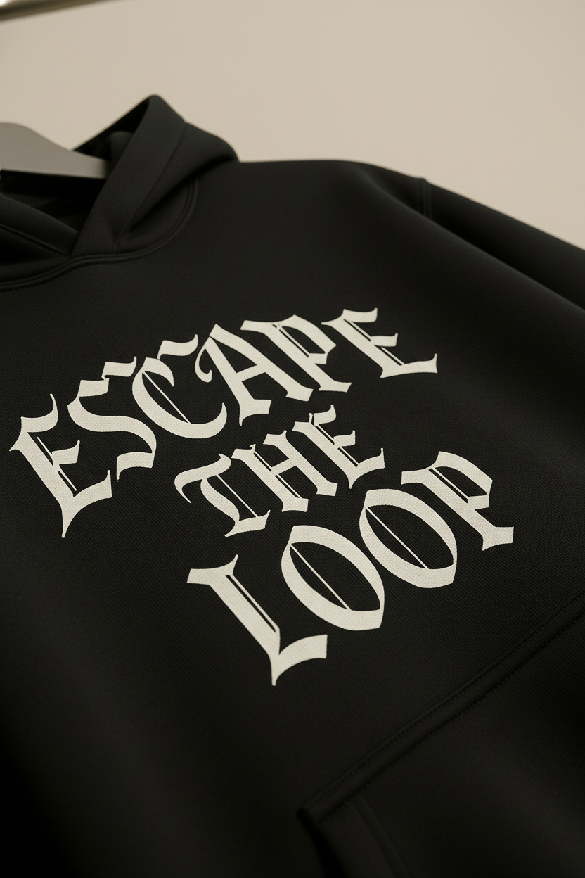 ESCAPE THE LOOP – Heavyweight Oversized Cotton Hoodie