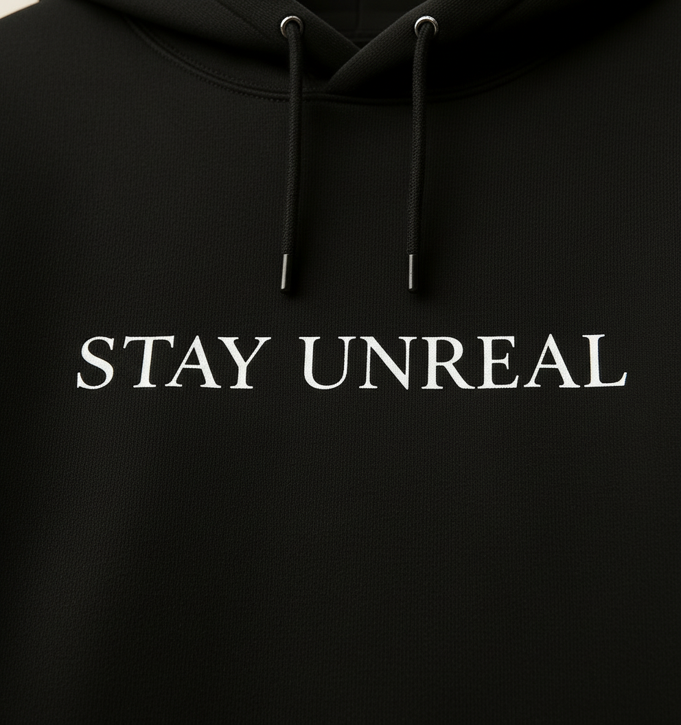 STAY UNREAL – Heavyweight Oversized  Cotton Hoodie