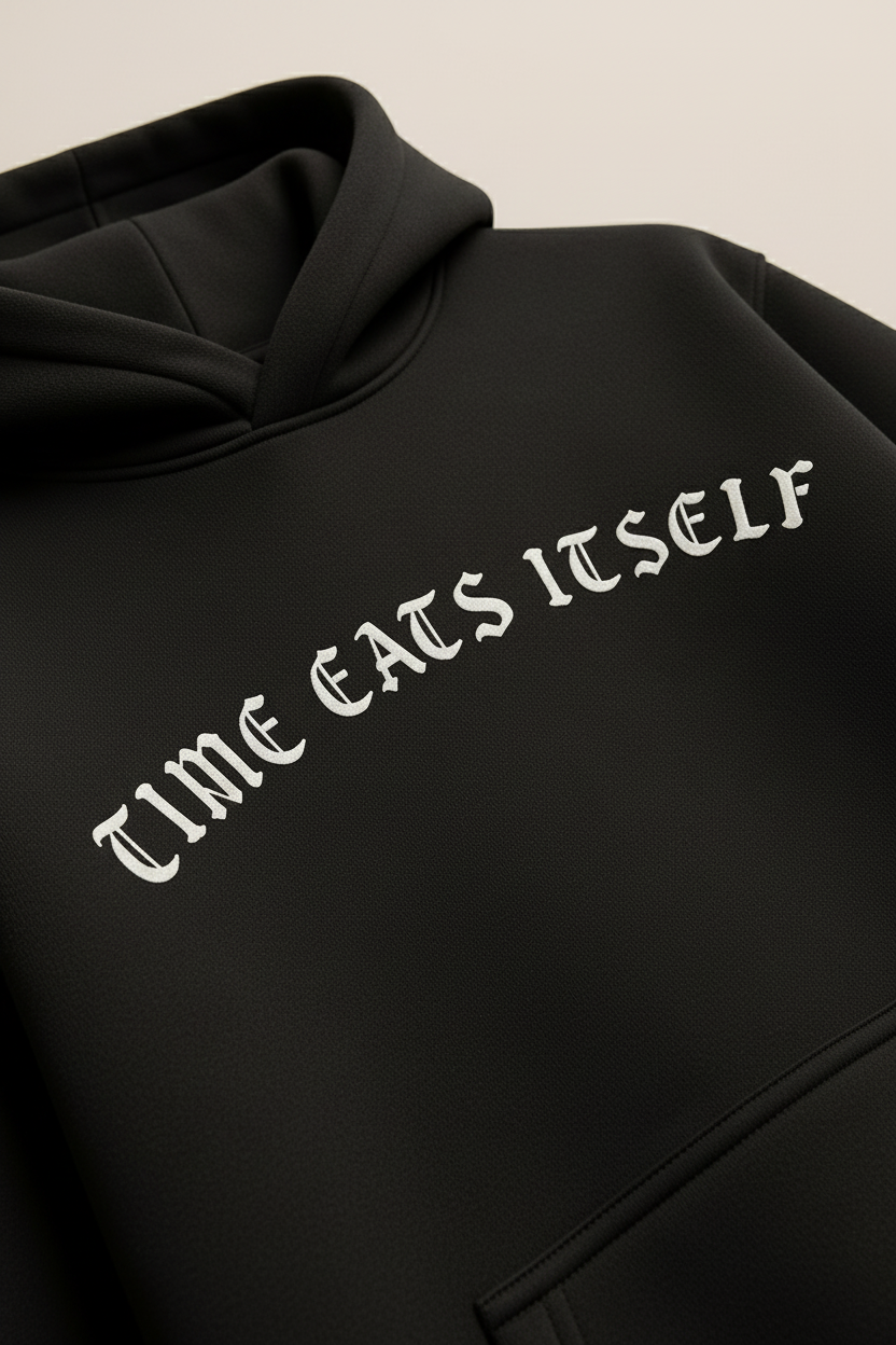 TIME EATS ITSELF – Heavyweight Oversized  Cotton Hoodie