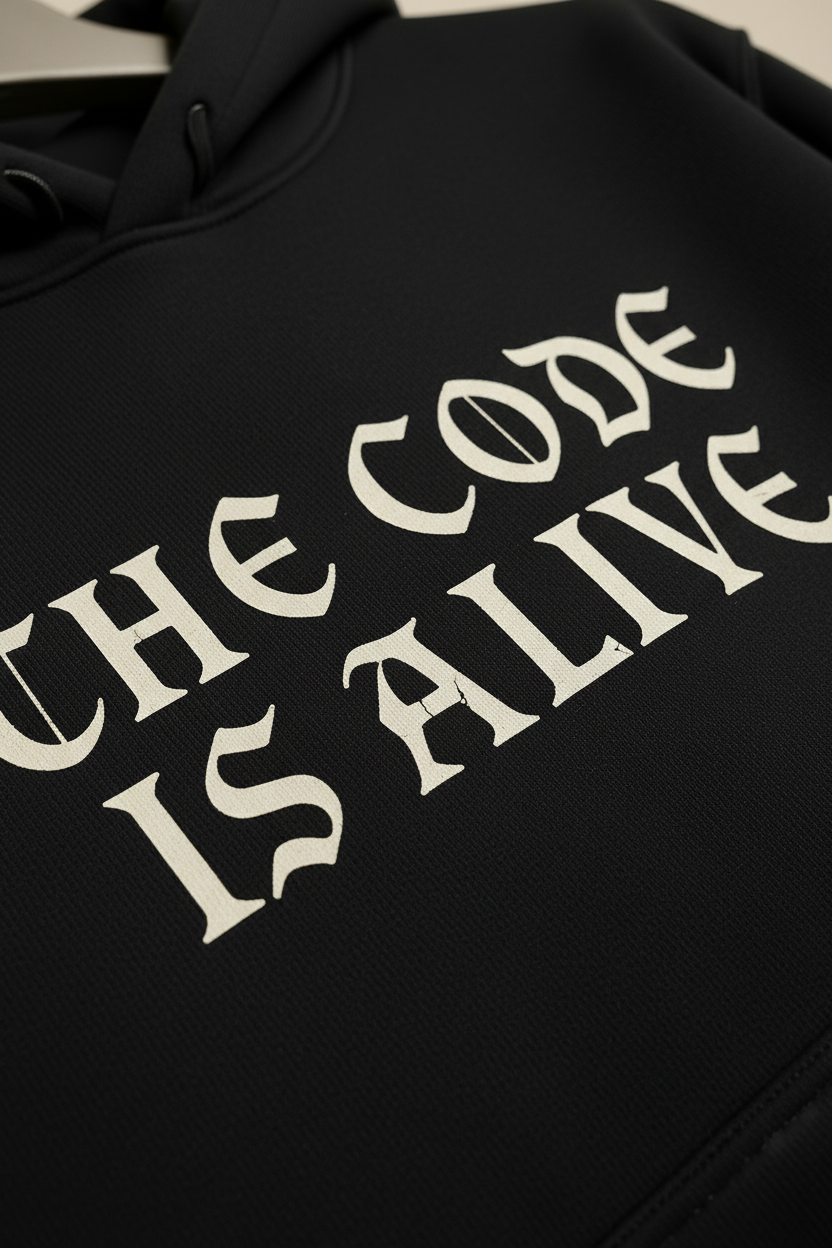 THE CODE IS ALIVE – Oversized Heavyweight Cotton Hoodie