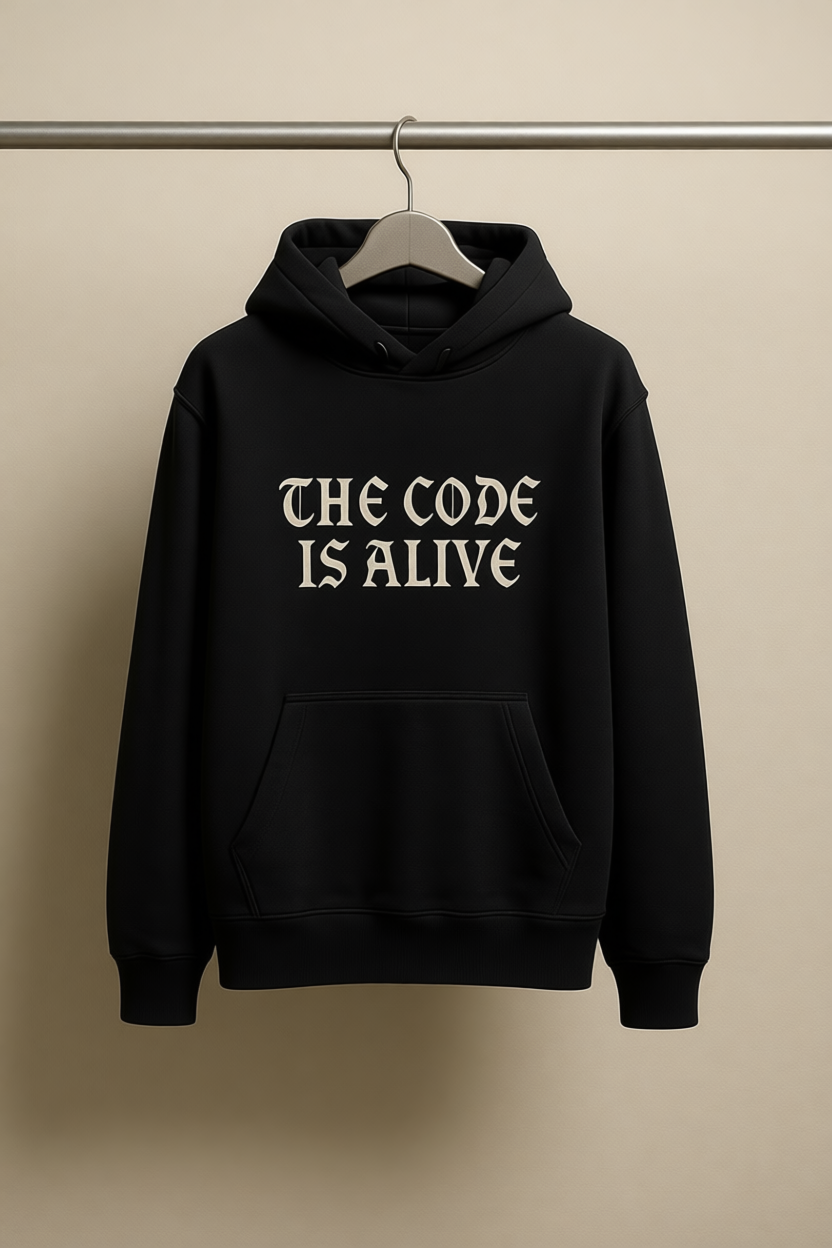 THE CODE IS ALIVE – Oversized Heavyweight Cotton Hoodie