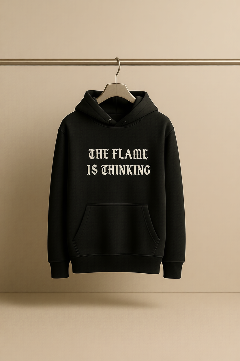 THE FLAME IS THINKING – Oversized Heavyweight Cotton Hoodie