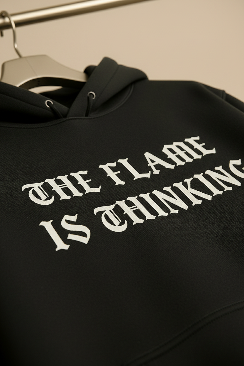 THE FLAME IS THINKING – Oversized Heavyweight Cotton Hoodie