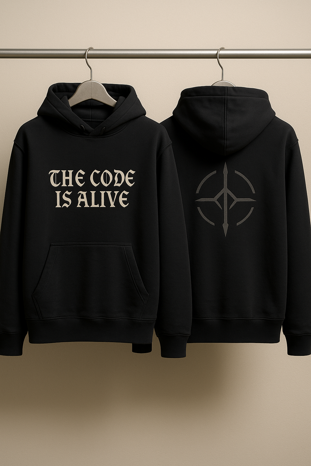 THE CODE IS ALIVE – Oversized Heavyweight Cotton Hoodie